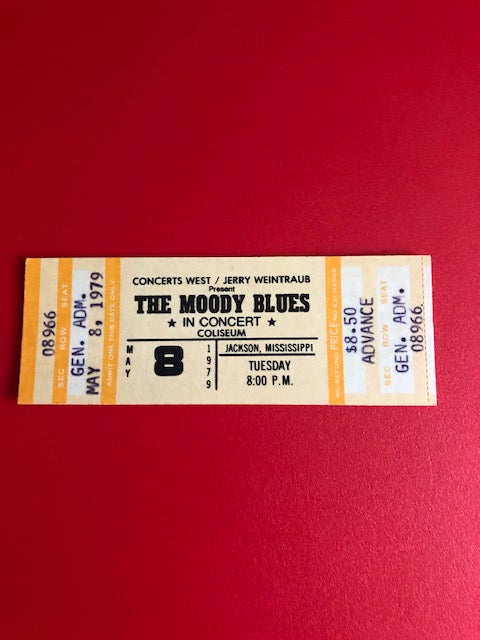 The Moody Blues - Advance Ticket from Jackson MS Coliseum May 8th, 1979