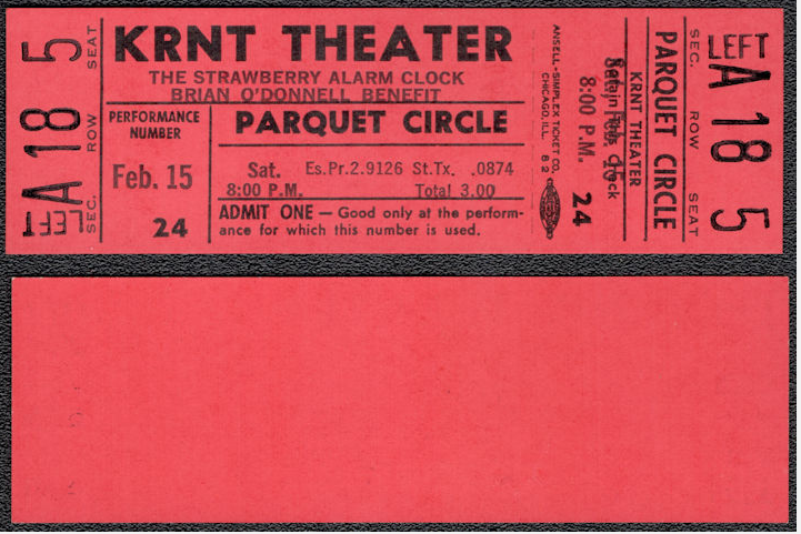 Strawberry Alarm Clock - Collectors Ticket to the February 15th, 1969